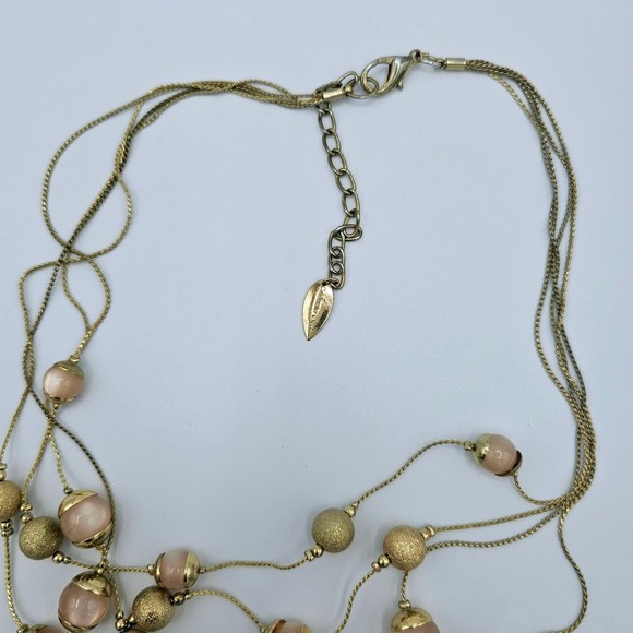 Coldwater Creek Necklace Station Glass & Goldtone Bead Layered Statement 20" - Picture 5 of 9